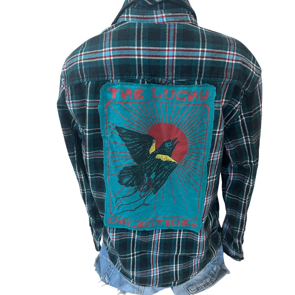 Lucky Valentines Plaid Flannel Shirt SMALL Sweetgrass Oversized Bluegrass Unique